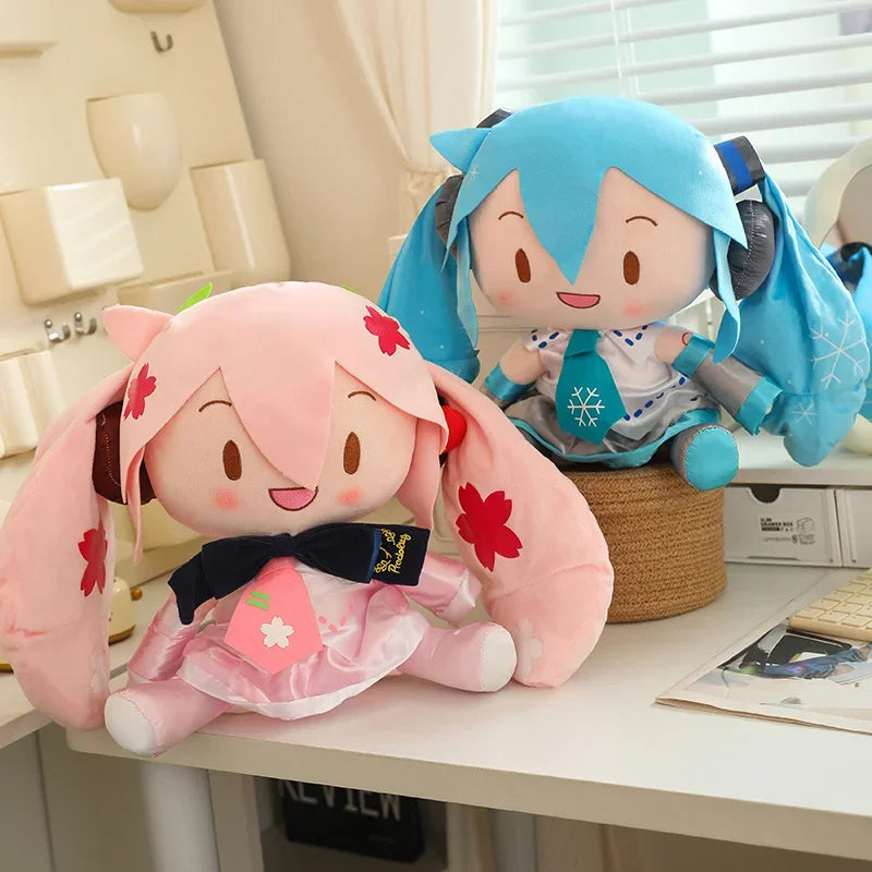 6Styles Cartoon Hatsune Miku Plush Toy New Bow Miku Preciality Sakura Hatsune Miku Plushies Sleeping Doll Soft Gifts Girl