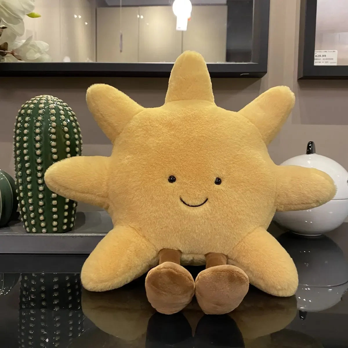 High Quality Smile Face Moon Yellow Sun Plushie Cushion Stuffed Cute Weather Plush Toy for Kid Bedroom Decor Sofa Throw Pillow