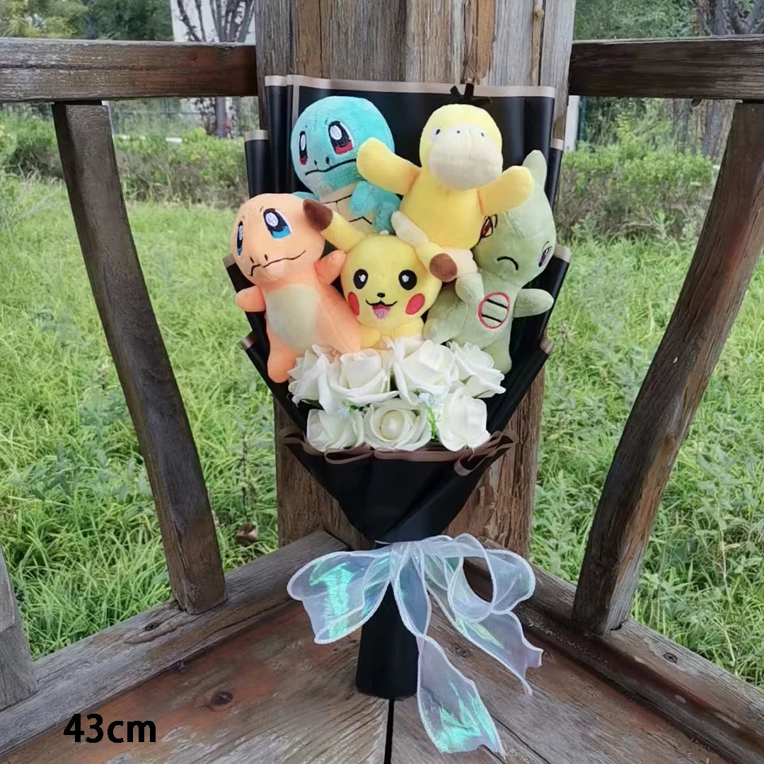 Pokemon Plush Anime Figures Pikachu Psyduck Snorlax Mew Charizard Plush Bouquet Christmas and Valentine's Day Birthday Gifts