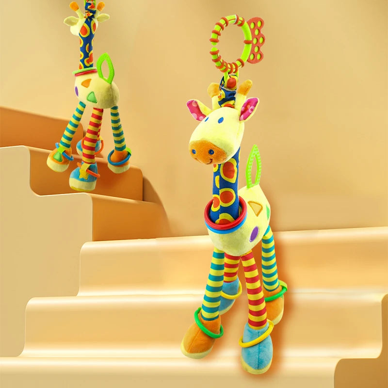 Baby Development Soft Giraffe Animal Handbell Rattle Plush Giraffe Toys / Baby Giraffe Animal Rattle Toys / Soft Giraffe Animal