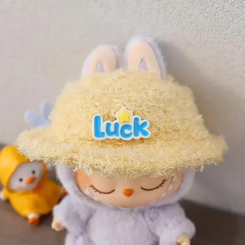 For 17cm LABUBU hat sit party macaron outfit doll bucket Hat Cute Doll Accessories Kids Girls Toys