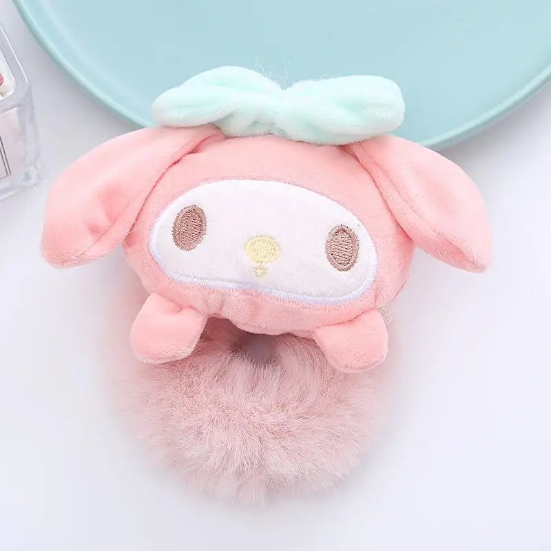 2024 New Sanrio Plush Hair Band Toy Cute Kuromi Hello Kitty Cinnamoroll My Melody Pompom Purin Headdress Kid Girl Birthday Gifts