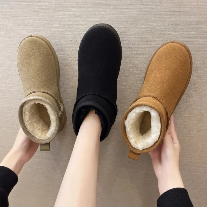 Snow Boots Women's Short Tube Thickened Cotton Shoes Non-slip Winter New Shoes Student Women's Shoes 2022 Black Boots