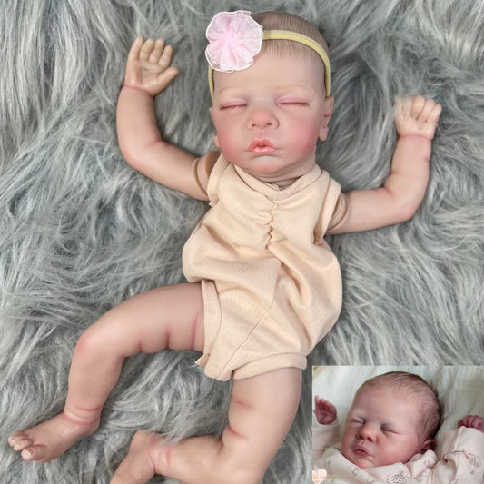 19 Inch Kit Reborn Romy 3D Painted Skin Doll With Rooted Eyelashes and Cloth Body Unassembled Reborn Baby Doll Parts Molds