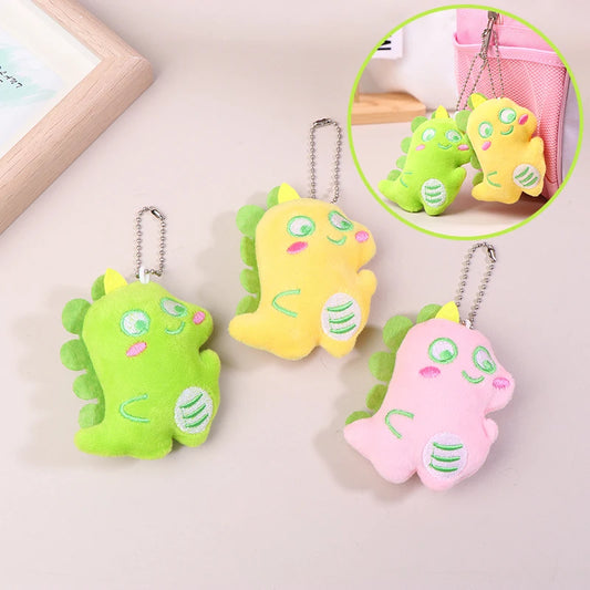 Kawaii Plush Dinosaur Keychain Stuffed Animal Keyring Cute Cartoon Key Holder School Bag Pendant For Girls Gift