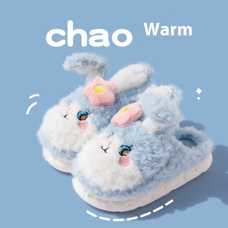 Children'S Cotton Slippers Cute Winter Bunny Girl Princess Indoor Warm And Thick Plush Slippers Sanrio Birthday Gift Wholesale