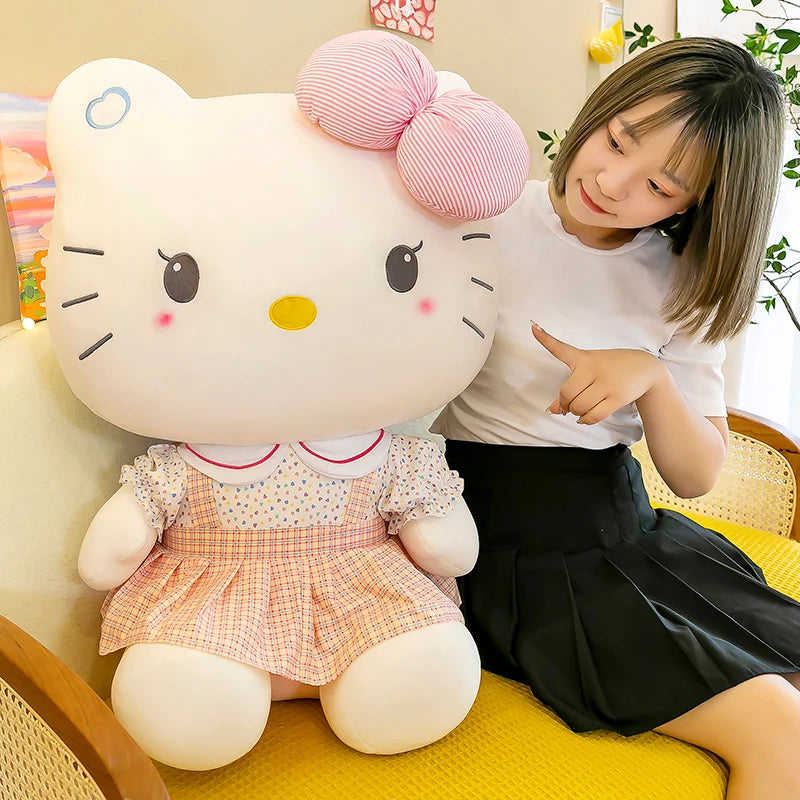 20-70cm Big Size Sanrio Hello Kitty Plush Toys Anime Peripherals Movie KT Cat Kawaii Room Decor Stuffed Dolls Xmas Gift For Kid