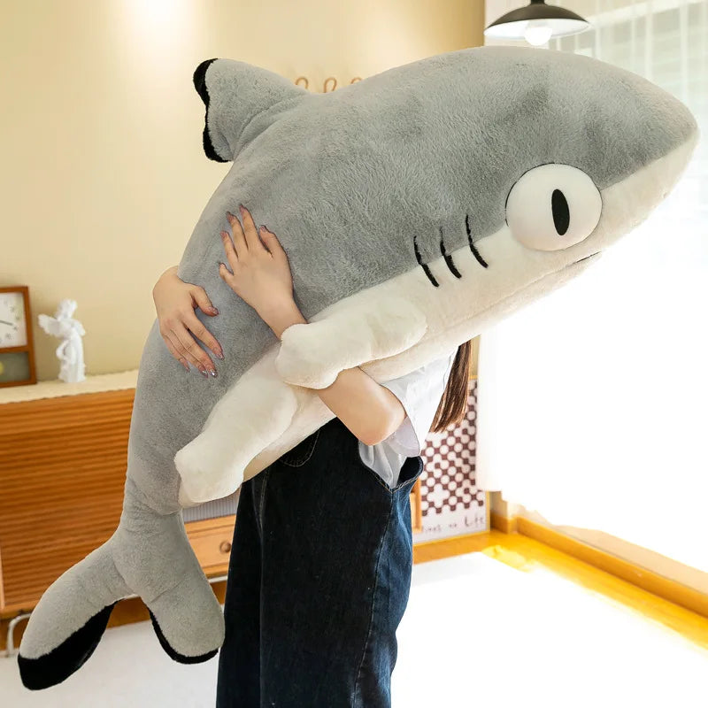 130cm Anime Plush Doll Sharkitty Pillow Kawaii Soft Stuffed Sleeping Shark Cushion Pillow Anime Plush Toy Gifts for Children