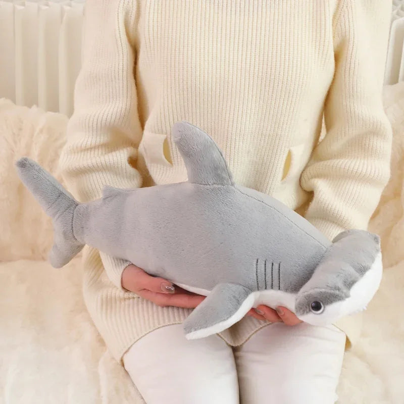 55cm Hammerhead Shark Plush Pillow Stuffed Blue Grey Marine Animal Doll Plushies Toy Sleeping Companion Present Kids Gift