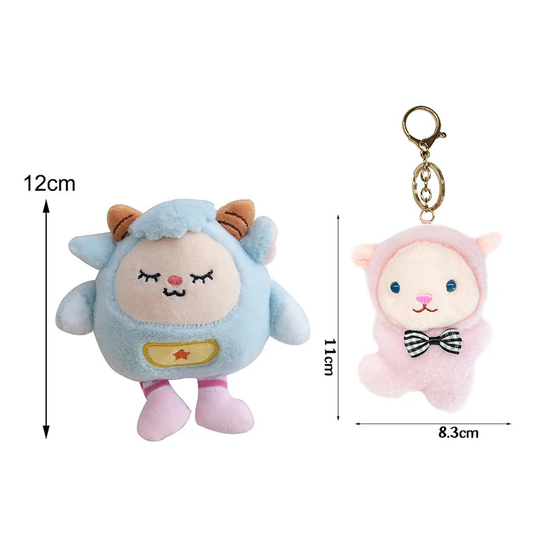 Cute Cartoon Lamb Plush Keychain Creative Kawaii Plush Doll Keychain Pendant Fashion Backpack Decoration Accessories Gifts