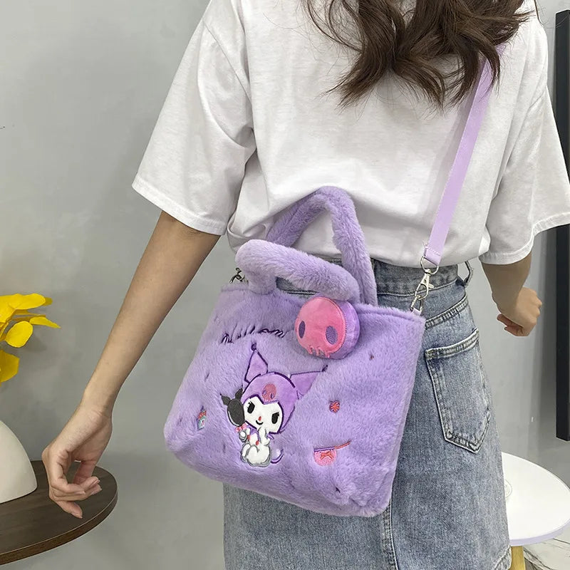 Sanrio Hello Kitty Handbag Kuromi Cinnamoroll Single Shoulder Cross body Bag Plush Backpack Cute Girl Gift Movie Peripherals