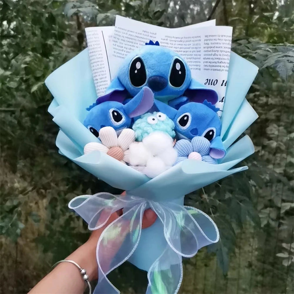 Anime Stitch Flower Bouquet Cartoon Lilo Stitch Plush Toy Doll Bouquet Children Xmas Birthday Valentine Graduation Gift