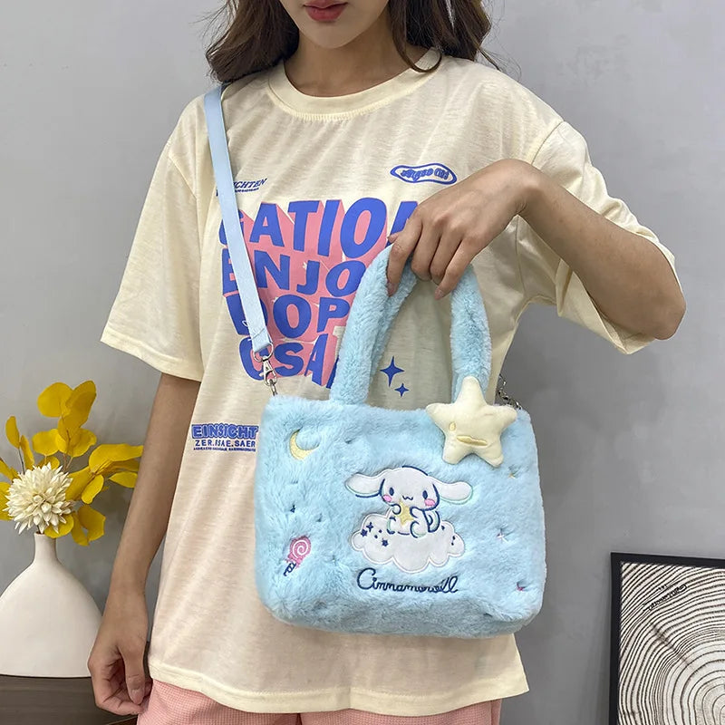 Sanrio Hello Kitty Handbag Kuromi Cinnamoroll Single Shoulder Cross body Bag Plush Backpack Cute Girl Gift Movie Peripherals