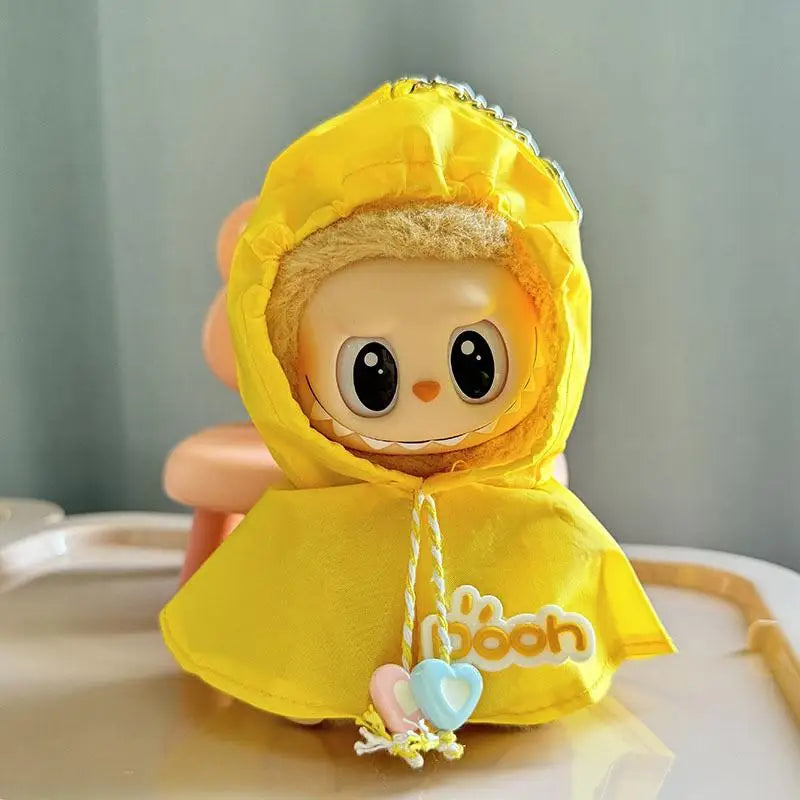 For 17cm labubu /15cm upset duck plush series outfit baby clothes small yellow duck doll clothes small raincoat