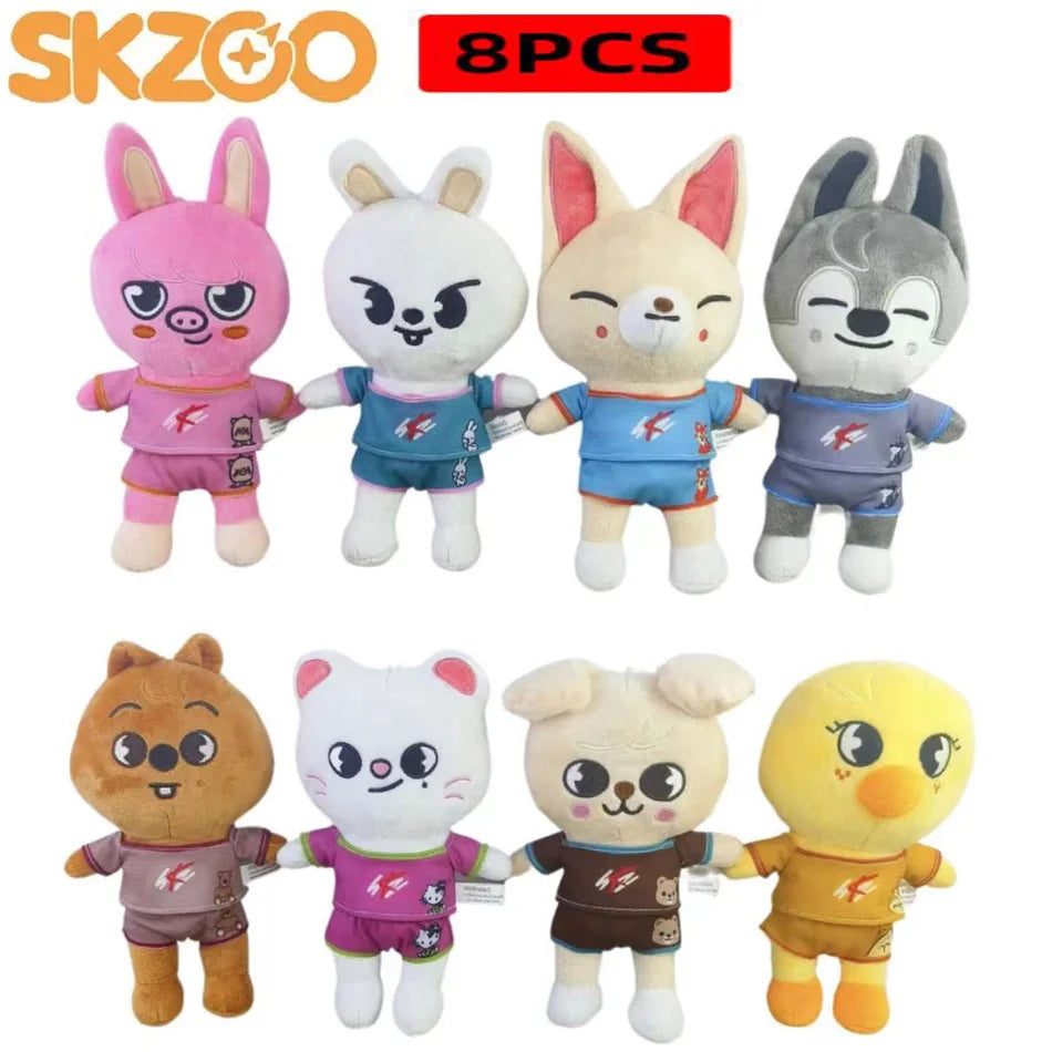 8pcs Skzoo Plush Toys Kawaii Cute Plush Cartoon Stuffed Animal Doll Kawaii Companion for Kids Birthday gift