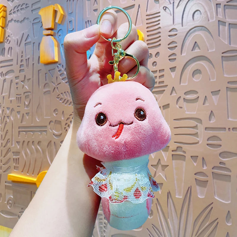 Cartoon Plush Q-Version Zodiac Snake Plush Keychain Pendant Stuffed Doll Lucky Mascot Gifts For Children Chinese New Year Decora