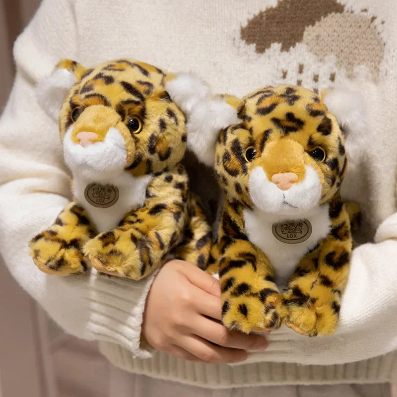 15-25cm Real Life Leopard Plush Toys Cute Simulation Cheetah Cub Models Stuffed Soft Animal Baby Doll Room Decor Cute Gift