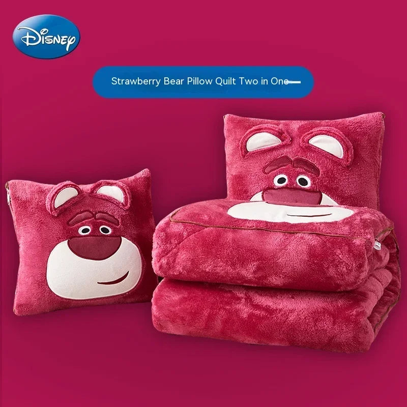 2024 New Disney Stitch Throw Pillow Blankets Two In One Kawaii Flannel Thickened Nap Blanket Living Room Kids Bedroom Decoration