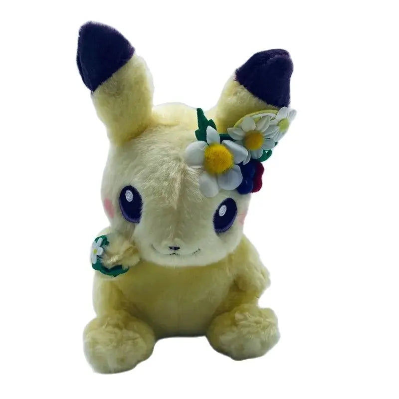 Pokemon Plush Japanese Pikachu Ibu Spring Festival Easter wreath wearing flower Ibu wreath Pikachu toy doll plush toy plush doll