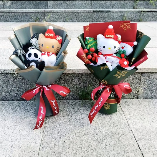 Christma Hello Kitty Plush Toys Bouquet  Kawaii Stuffed Children Plushies Home Decoration Valentine's Day Christmas Birthday Gif