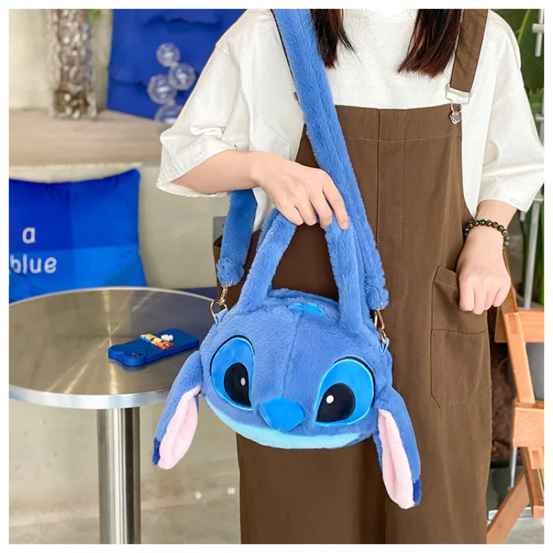 Disney New Lilo & Stitch  Toys Kawaii Plush Messenger Bag Girl Handbag Anime Stuffed Toys Children Cartoon Plushie Soft Bag