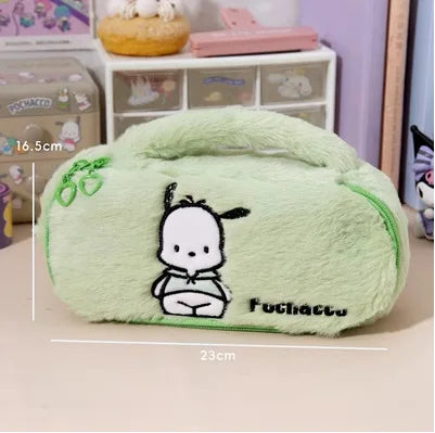 Cute Plush Cartoon Hello Kitty Travel Makeup Bag Girl Gift Kawaii Pochacco Kuromi Melody Student Stationery Pencil Case Supplies