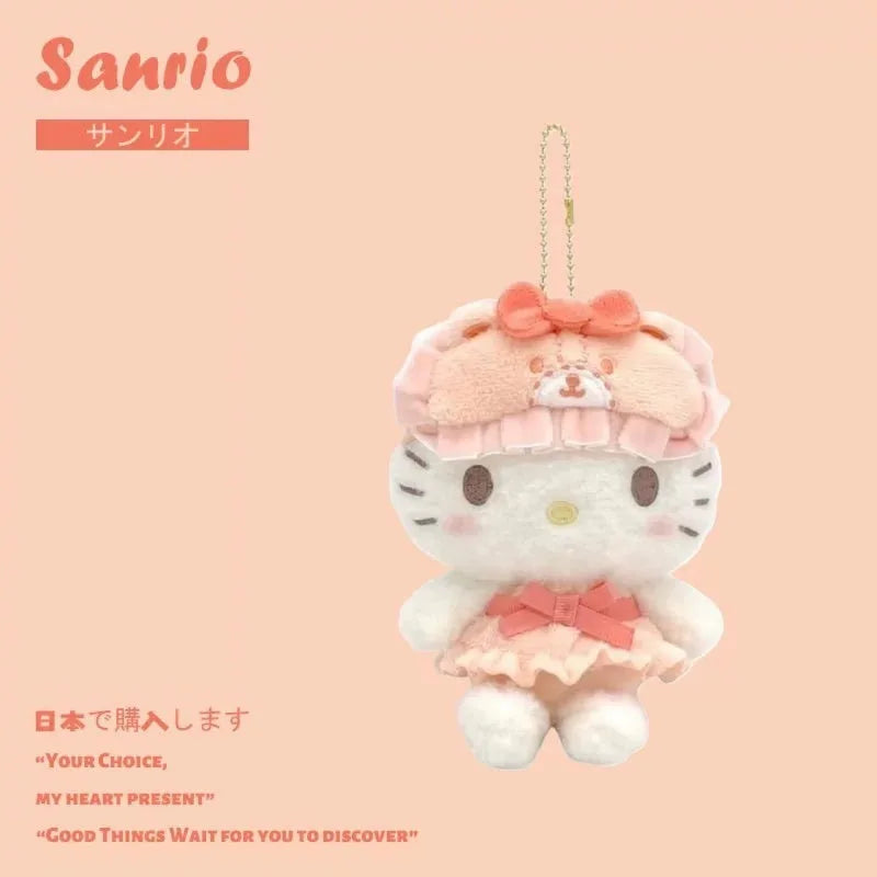 Sanrio Dress Up Series Hello Kitty Cute Plush Car Keychain Children's School Bag Cartoon Pendant Peripheral Holiday Anime Gift