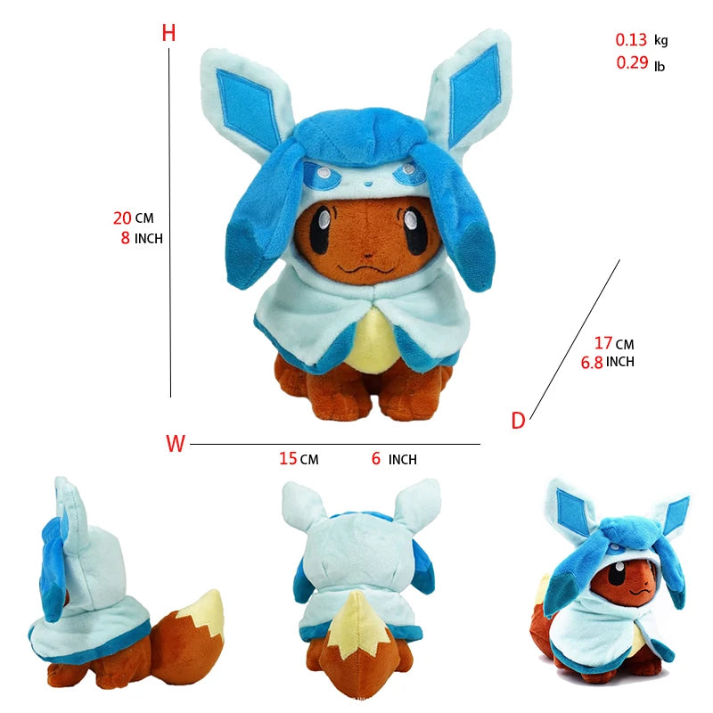 8 Styles Eevee Cosplay Pokemon Plush Toys Eevee Cos Sylveon Espeon Flareon Cute Cartoon Jolteon Peluche Stuffed Dolls Gifts