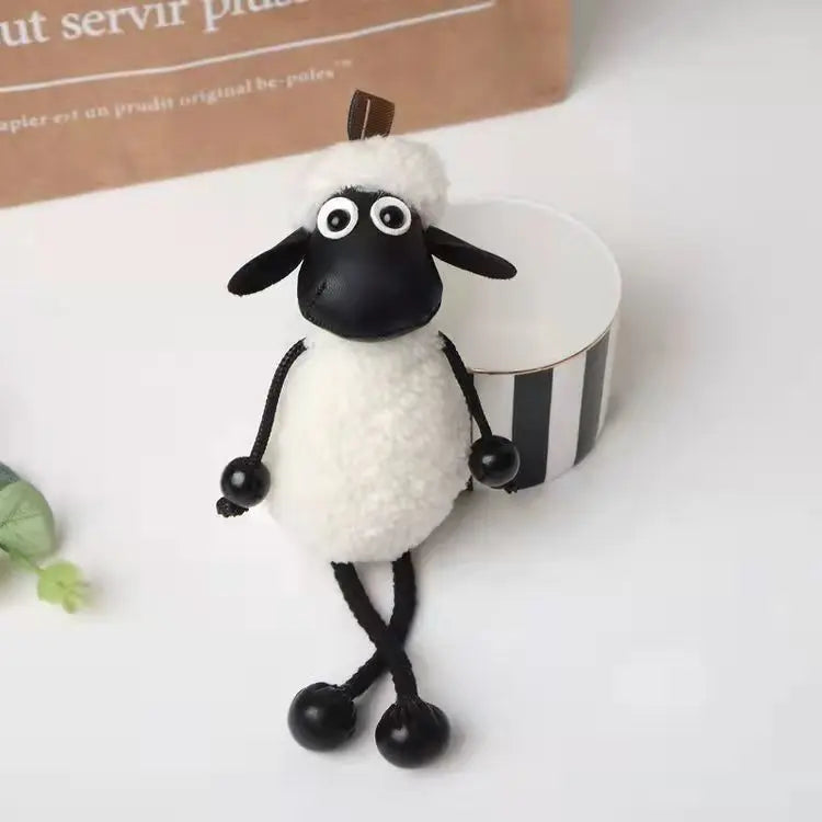 Cute and Creative Lamb Plush Toy Car Pendant Simulation Lamb Keychain Bag Small Pendant Gift for New Year's Gift to Friends