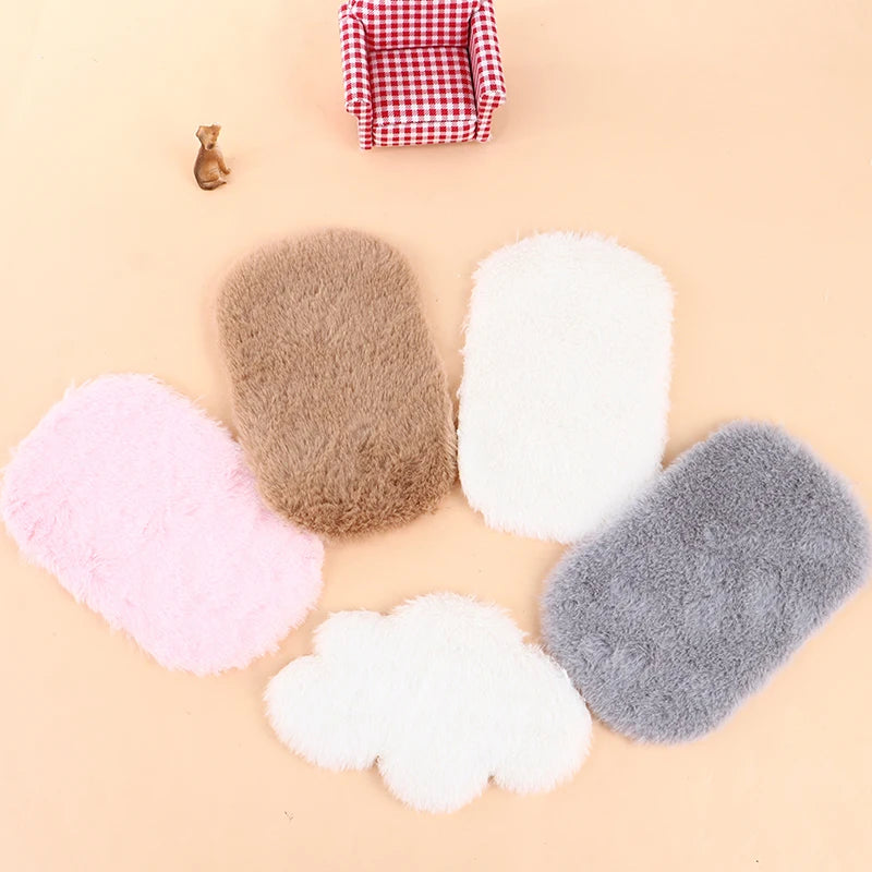 Dollhouse Miniature Plush Rug Carpet Mat Dolls House Living Room Furniture Decoration Accessories