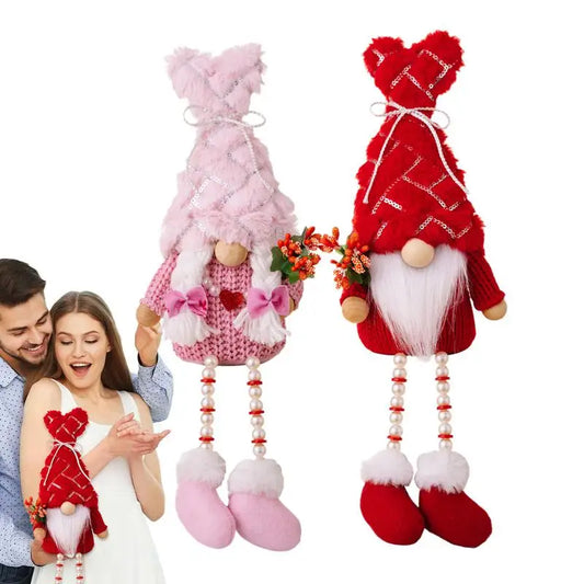 Valentine Gnomes 2X Indoor Gnomes Dolls Valentine Gnomes Plush Decoration For Home Table Gnomes Ornaments For Her Him