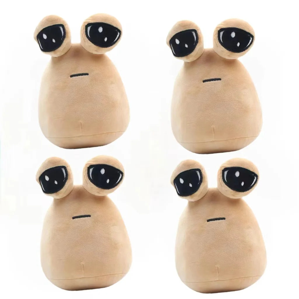 2024 NEW Pou Plush Cartoon Alien Toy, Kawaii Stuffed Animal Boneca, Figura do Jogo Quente, Presentes para Fãs, 22cm