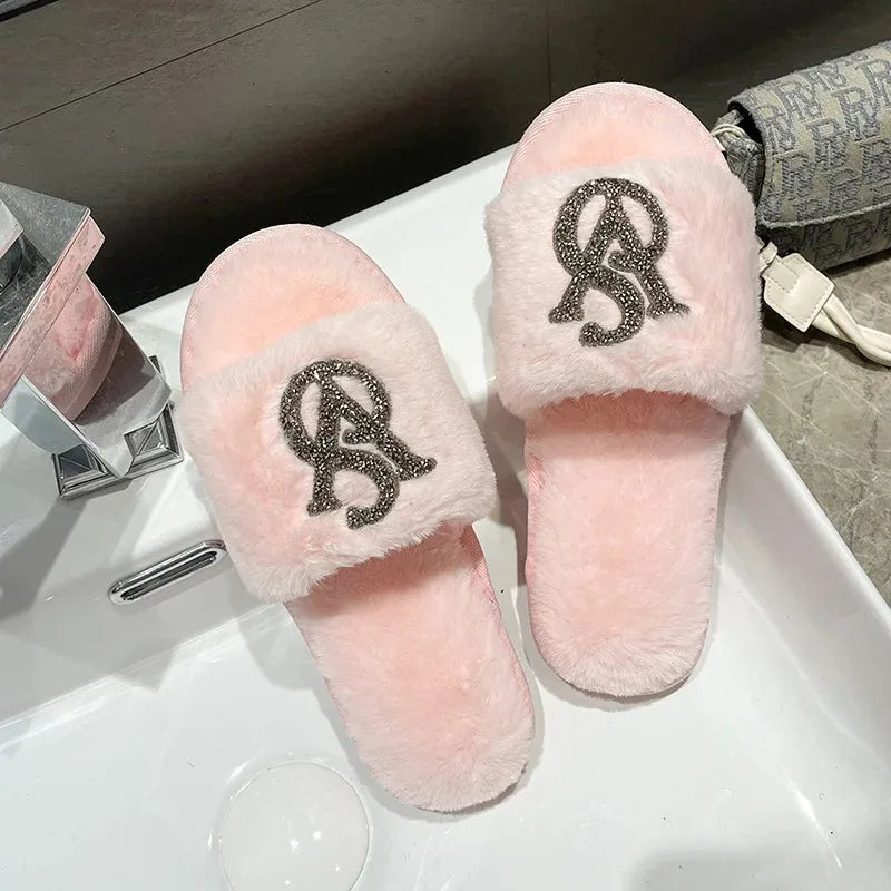 Fluffy Slippers Women Home Fashion Designer Shoes Ladies Popular Casual Platform Indoor Fur Slides Girls Flats Open Toe Elegant