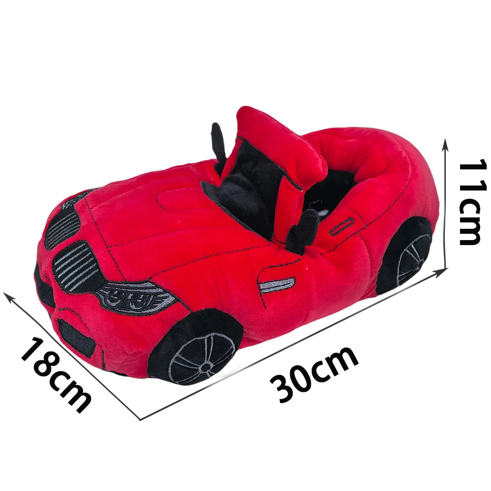 TreasuringU Car Shape Plush Shoes Vehicle Car Warm Soft Fluffly Slippers Women Men Winter House Slipper Christmas Gifts