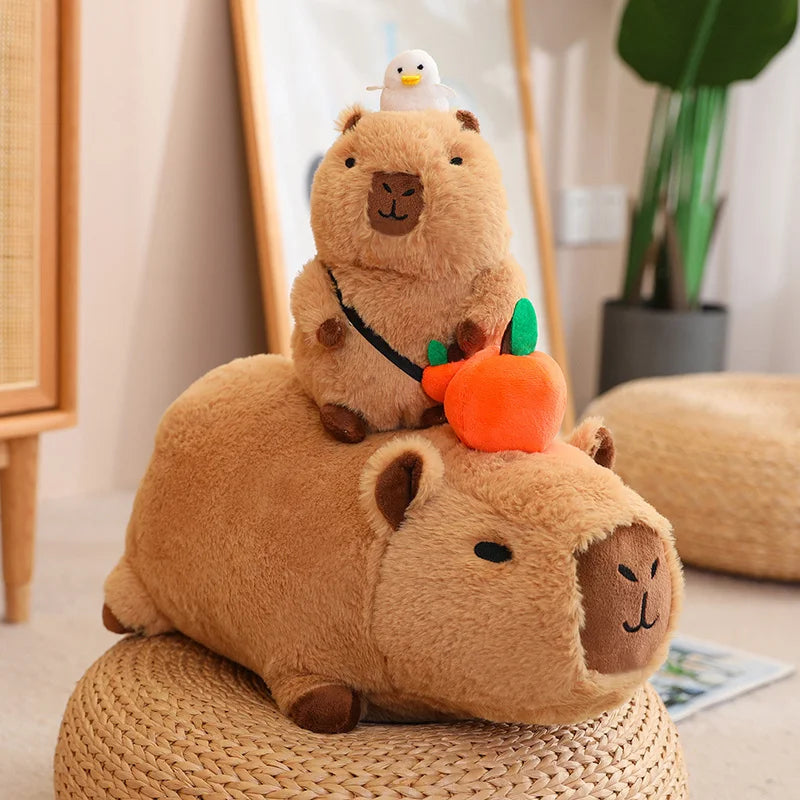 New hot20cm Cute Turtle Backpack Capybara Anime Fluffty Toy Soft Capybara Plush Toy Simulation Stuffed Animals Kawaii Plush Doll