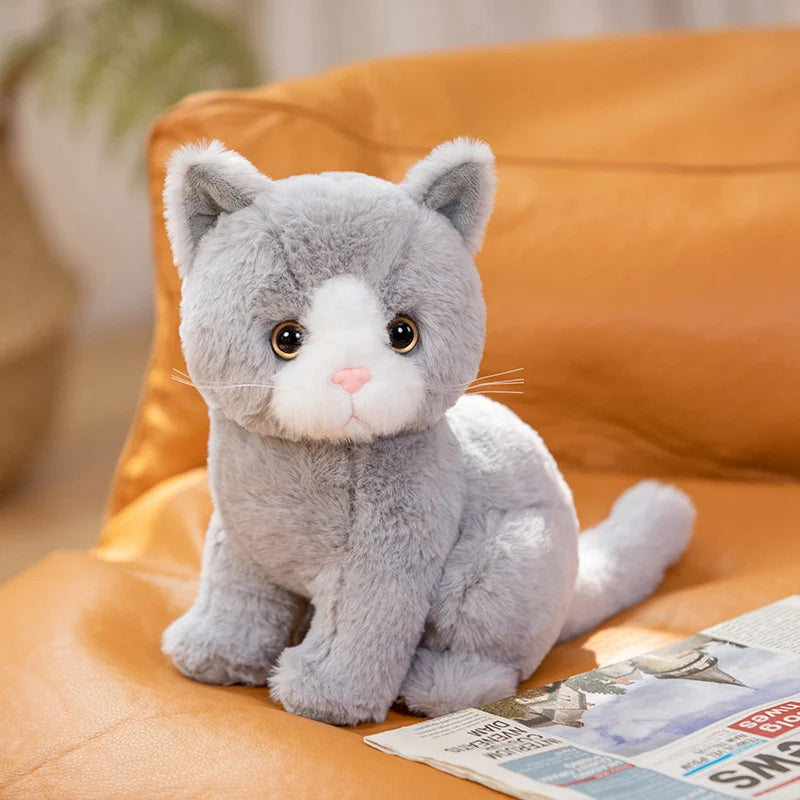 Simulation Plush Cartoon Cats Sitting Cute Animal Toy Grey Yellow Black White Colors Kitten Doll Boys Girls Gift