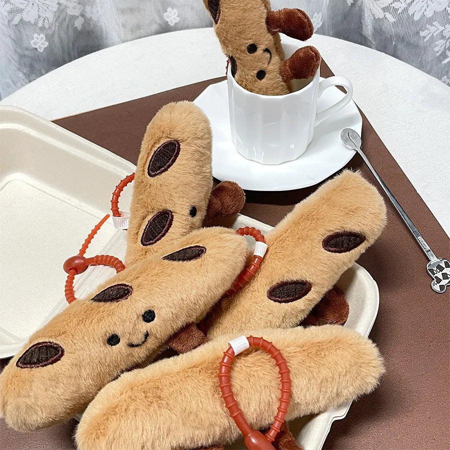 Kawaii Croissant Long Bread Series Plush Keychain Cute Decoration Backpack Pendant Plush Toy Doll Keyring Doll Girl Gift