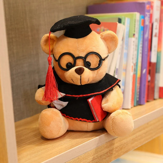 20cm/23cm Cute Dr. Bear Plush Toy Stuffed Soft Bear Animal Dolls Graduation Gifts for Kids Children Girls Decoration