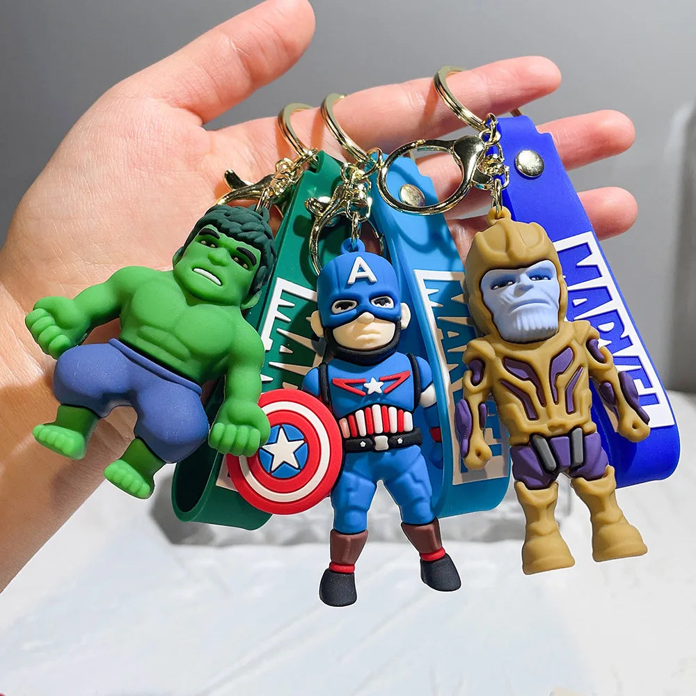 Disney Cartoon Avengers Spider Man Keychain Captain America Car Keychain Marvel Keyring Birthday Gift