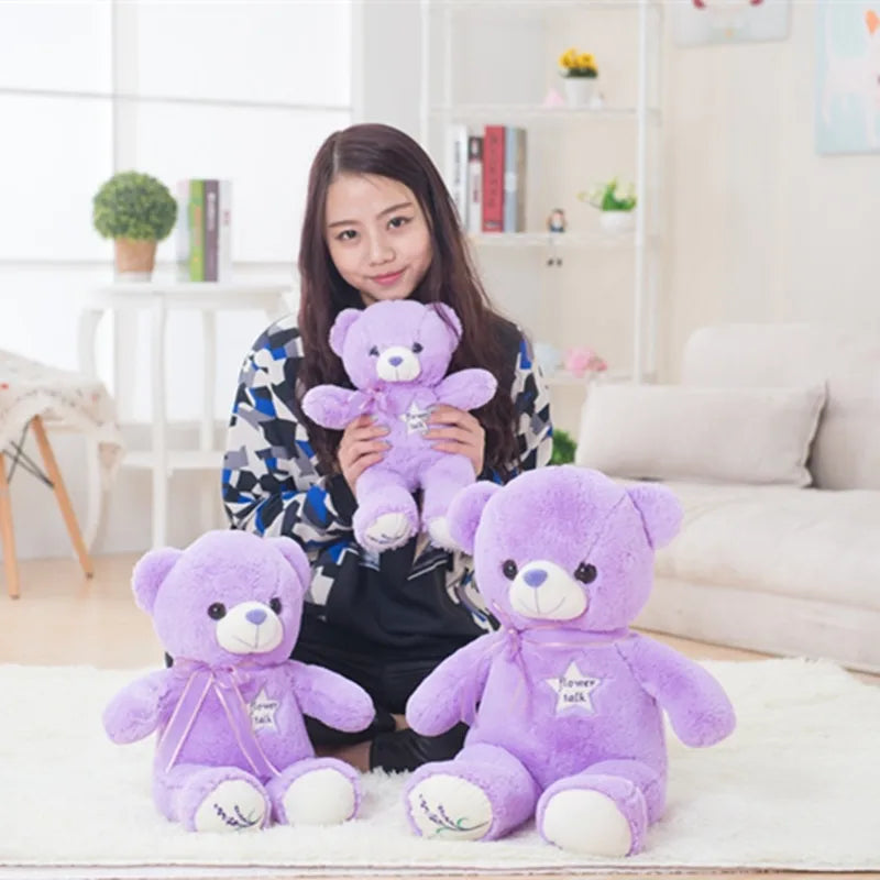 35/80cm Cute Purple Bear Plush Toys High Quality Stuffed Lovely Animals Bear Dolls for Classmate Kids Graduation Gifts