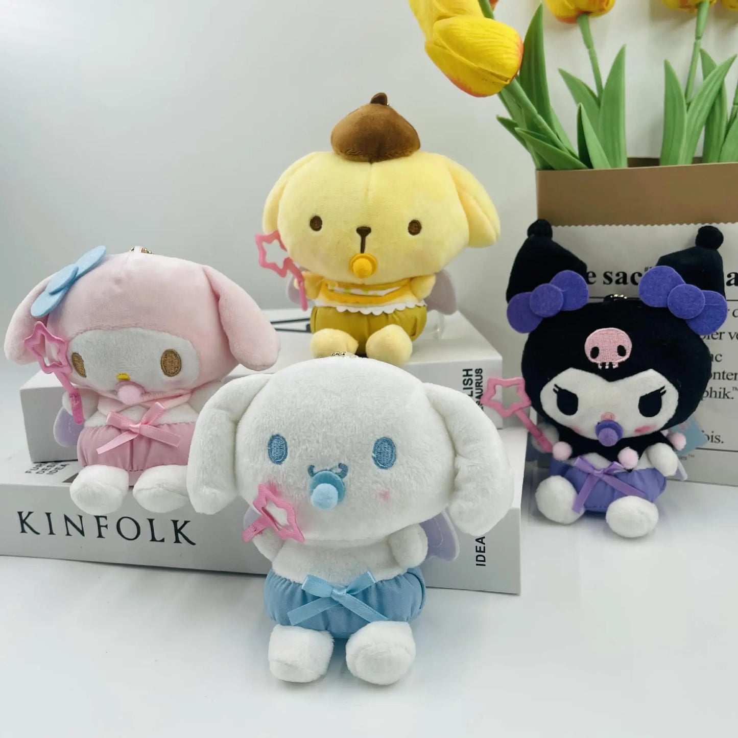 Sanrio Plush Doll Keychain Kawaii Kuromi Cinnamoroll My Melody Cinnamoroll  Anime Backpack Cute Pendant Stuffed Decoration Toys