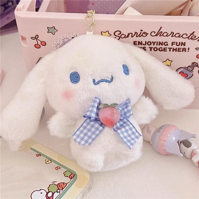 Kawaii Sanrio Plush Keychain Toy Hello Kitty My Melody Kuromi Cinnamoroll Cartoon Student Backpack Pendant Decoration Girl Gifts