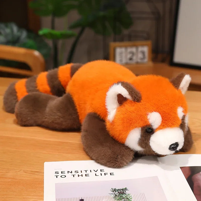 30/45/60CM Lifelike Red Panda Stuffed Animals Raccoon Plush Toy Lying Fox Raccoon Pillow Backrest Sleeping Doll