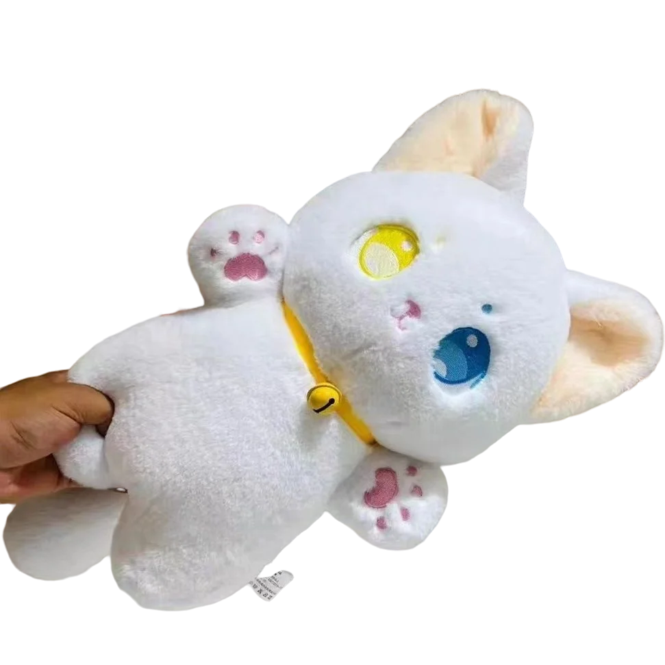 25cm Black and White Cat Plush Toy Grab Stuffed Animal Patung Dolls Children Toys Gifts Halloween Gifts Toys for Kids Girl