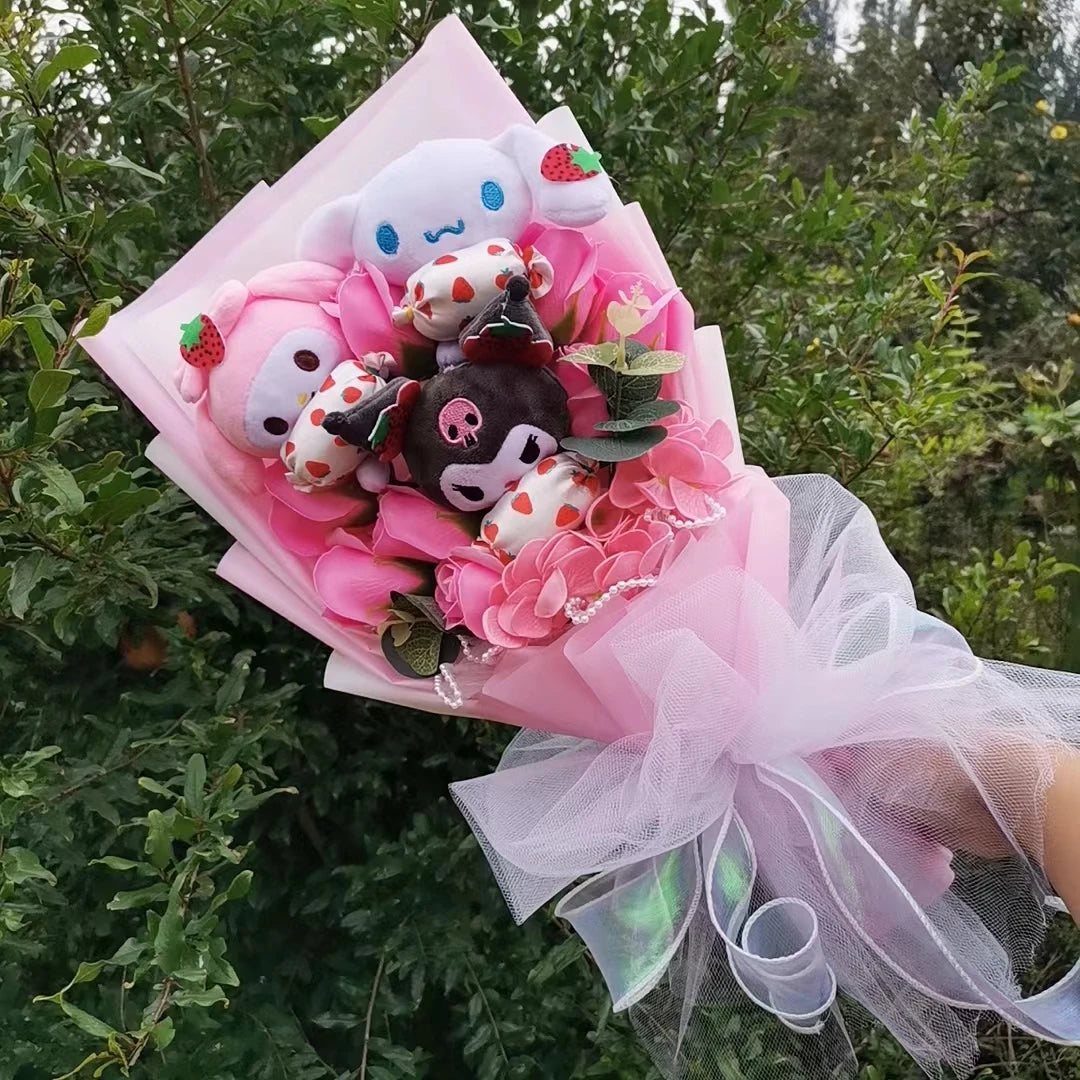 Anime Sanrio Kuromi My Melody Cinnamoroll Hello Kitty Plush  Bouquet Gift Hallowmas Valentine's Day Christmas Girl Friend Gifts