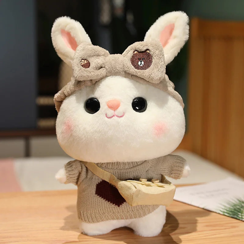 Soft Rabbit Lalafanfan Rabbit Cafe Girl Plush Toy Cute 30cm Kawaii Lalafanfan Doll Wearing Glasses Wearing Clothes Toys Gift