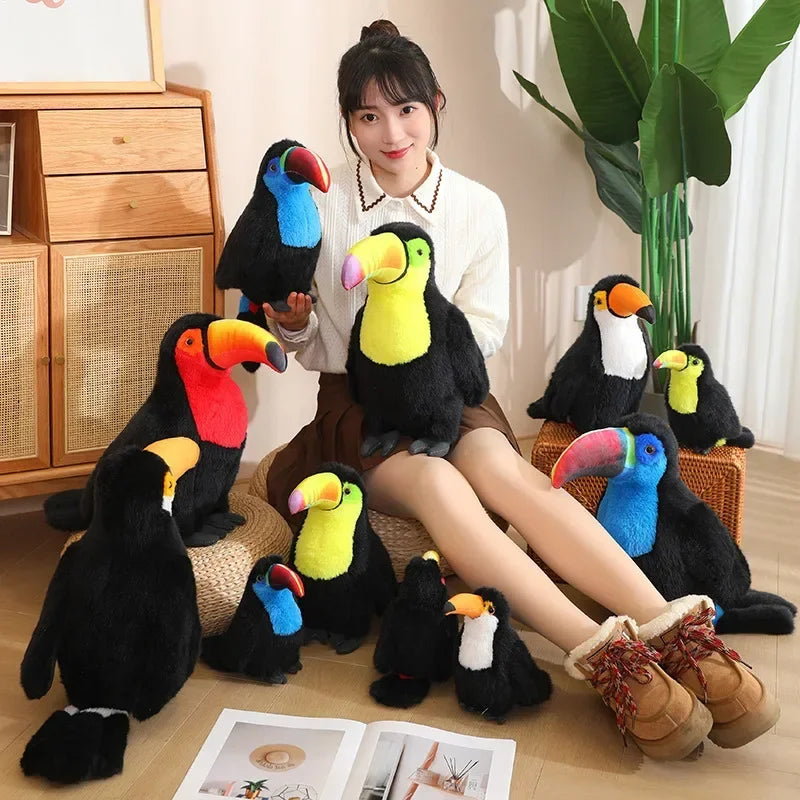 1Pc 20/30/40CM Simulation Toucan Plush Toys Lifelike Multicolored Bird Plush Dolls Stuffed Soft Pillow Room Desktop Decoration