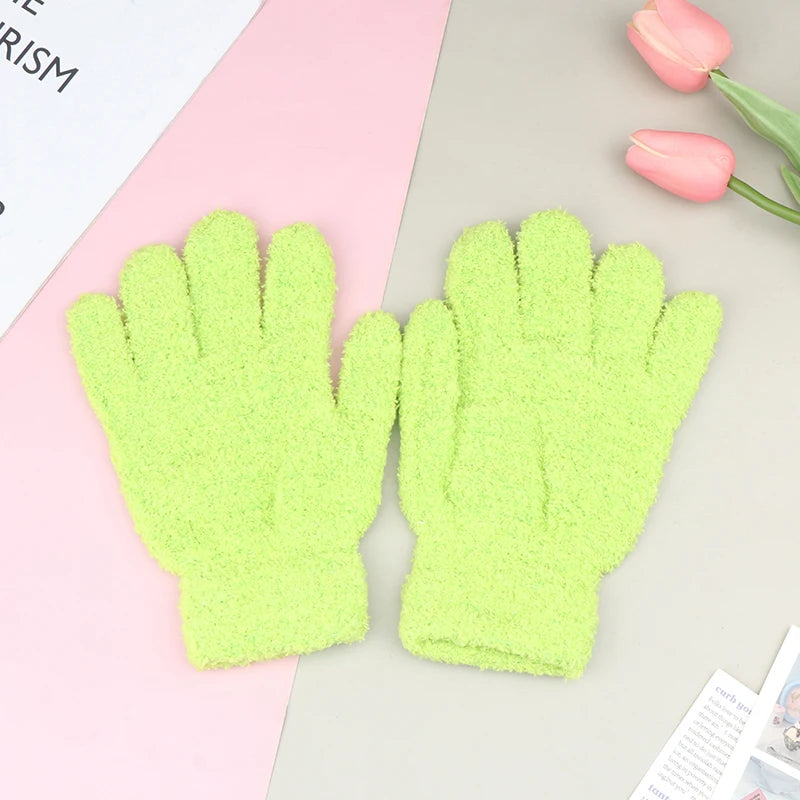 Lovely Coral Velvet Furry Breathable Gloves Winter Solid Color Versatile Plush Thickened Cold-proof