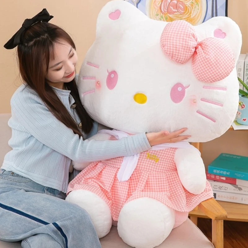 55cm Big Size Sanrio Skirt Hello Kitty Filled Soft Plush Doll Cartoon Plushies Children's Cloth Doll 2024 New Children's Gift