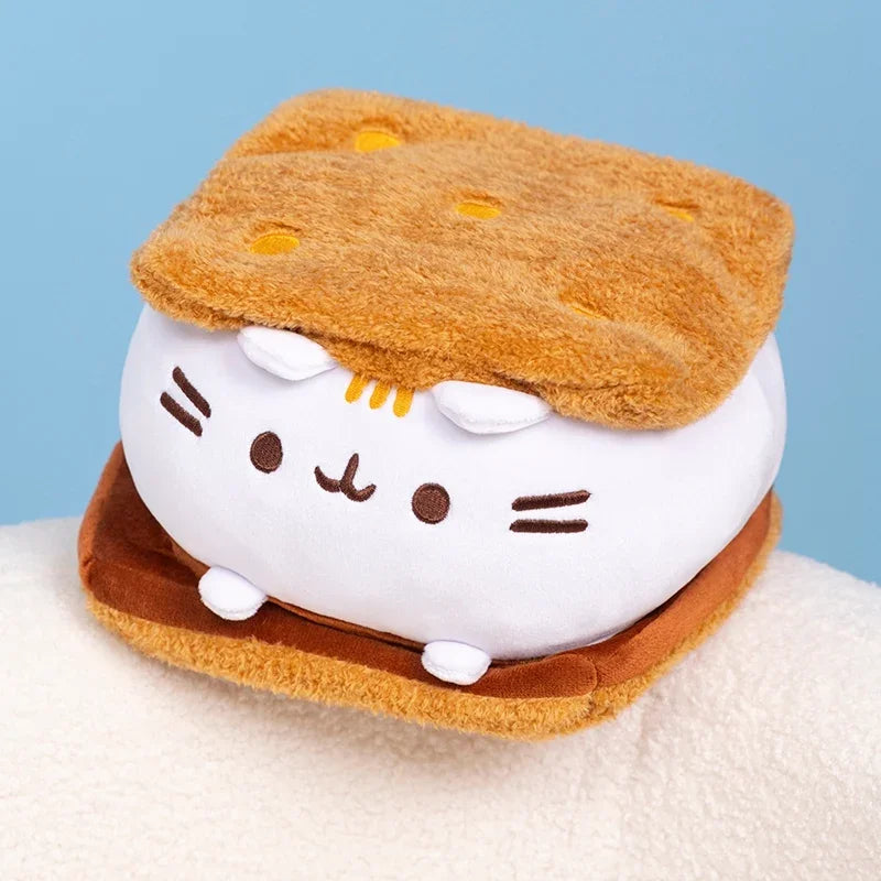 Cartoon Cat Biscuits Plush Toy Pillow Stuffed Animal Lovely Sandwich Kitten Doll Sofa Cushion Girl Peluche Birthday Gift Toys